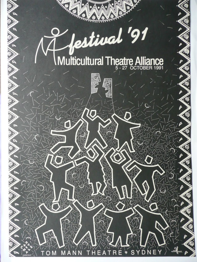 Poster for the first festival of the Multicultural Theatre Alliance in 1991