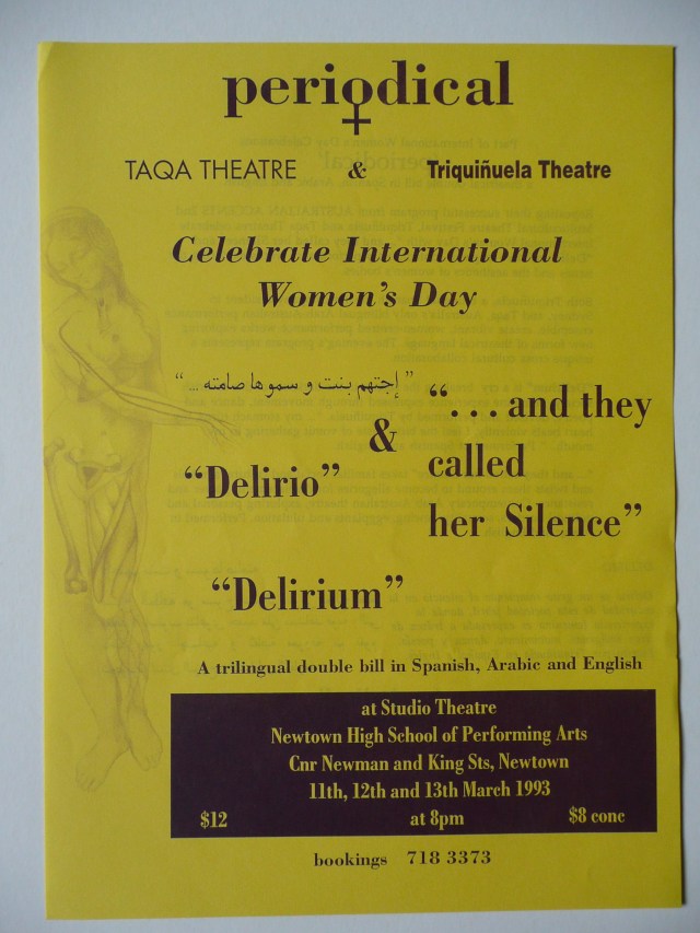 Flier for special double bill: TAQA and Triquinuela, March 1993