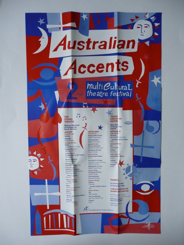 Poster / programme of 'Australian Accents', the 2nd Multicultural Theatre Festival, 1992
