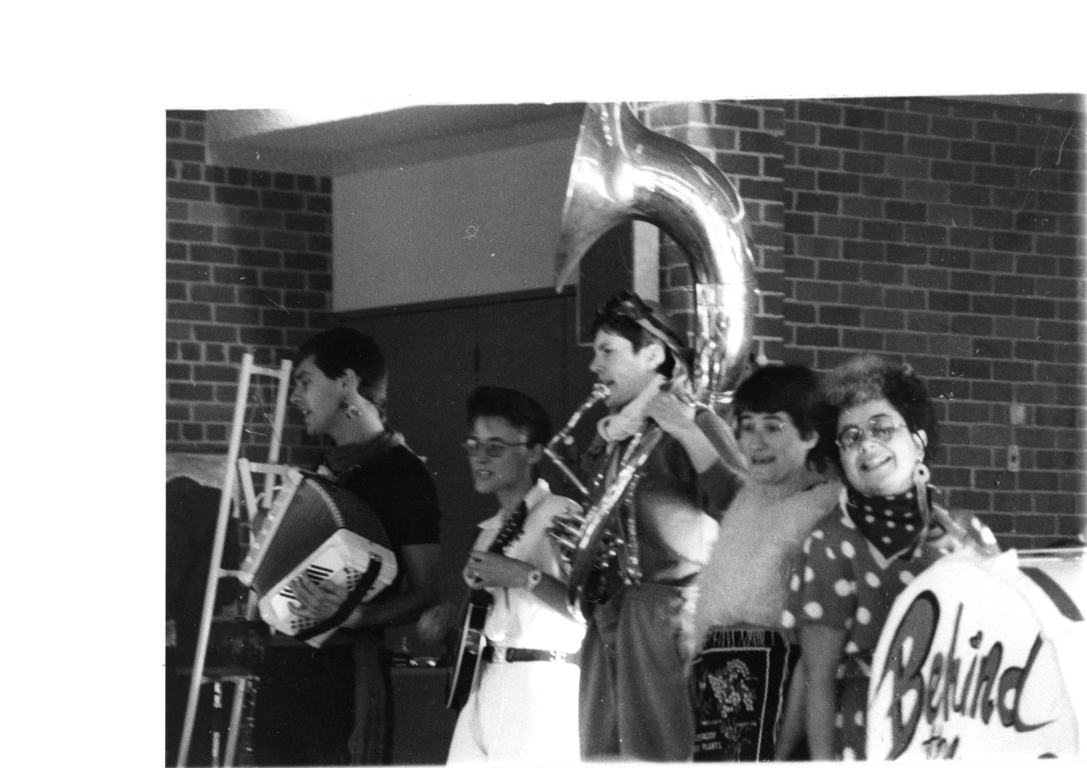 A black and white image of the 1983 Pipi Storm show for kids: 'Behind the Shed'